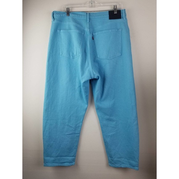 Levi's Made & Crafted BARREL WOMEN'S JEANS 31 AQUA BLUE Straight Raw Hem Loose - Picture 12 of 14